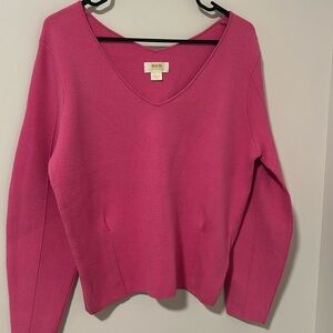 Maeve by Anthropologie Barbie Pink V Neck Soft Cozy Sweater Fall Winter Size M